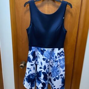 Elegant Blue Floral Dress